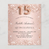 Quinceanera Rose Goldbarren Glitzer Haushalt Flyer (Vorne)