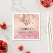 Quinceanera Rose Goldbarren Glitzer Name Serviette (Beispiel)