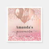 Quinceanera Rose Goldbarren Glitzer Name Serviette (Vorderseite)
