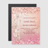 Quinceanera Rose Goldbarren Magneteinladung (Vorne/Hinten)