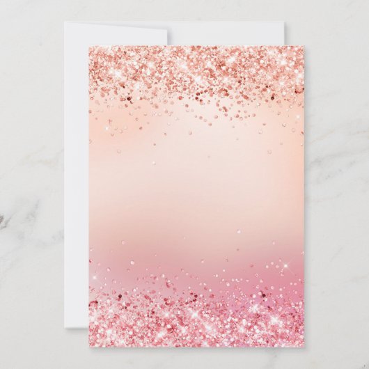 Quinceanera Rose Goldbarren Rosa Glitzer Einladung (Rückseite)