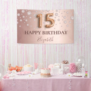 Quinceanera Rose Golddiamanten Banner