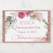 Quinceanera Rose Goldener Glitzer Schaumweinetikett (Einzelnes Label)