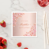 Quinceanera Rose Goldfarben Rosa Blüten botanisch Serviette (Beispiel)