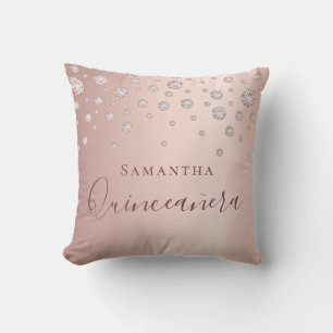 Quinceanera Rose Goldglanzdiamanten Kissen