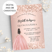 Quinceanera Rose Goldkleid Einladung
