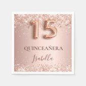 Quinceanera Rose goldrosa Name elegant Serviette (Vorderseite)