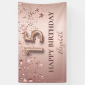 Quinceanera Rose Goldrosa Sterne willkommen Banner (Vertikal)