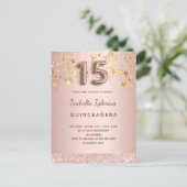 Quinceanera Rose Goldstars Rosa Ballonskript Postkarte (Stehend Vorderseite)