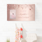 Quinceanera Rose Goldsternengold Foto Banner (Insitu)