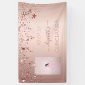 Quinceanera Rose Goldsternengold Foto Banner (Vertikal)