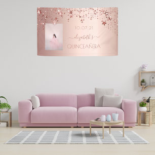 Quinceanera Rose Goldsternengold Foto Banner