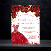 Quinceanera Rose in Rot-Weiß glamourös Einladungspostkarte