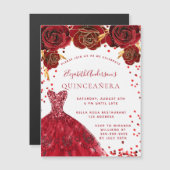 Quinceanera Rose Magneteinladung (Vorne/Hinten)