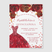 Quinceanera Rose Magneteinladung (Vorderseite)