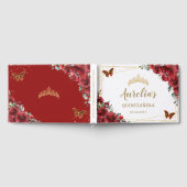 QUINCEAÑERA Rose Rote Flora Goldbarren Gästebuch (Voll)