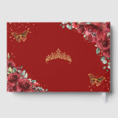 QUINCEAÑERA Rose Rote Flora Goldbarren Gästebuch (Rückseite)