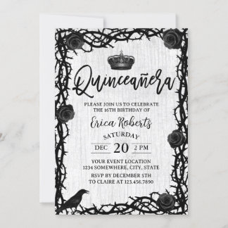 Quinceanera Rose Thorn Dark Fairy Tale Geburtstag Einladung