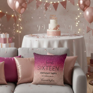 Quinceañera Roségold & Burgund Glitter Luxus Kissen