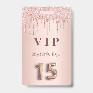 Quinceanera Rosenmetall tropft rosa Ausweis