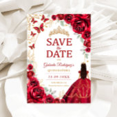 Quinceanera Rot Gold Blumen Save The Date