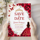 Quinceanera Rot Gold Blumen Save The Date