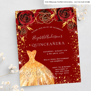 Quinceanera rot goldenes Kleid Social-Media-Budget Flyer