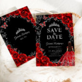 Quinceanera Rot Silber Schwarz Save The Date