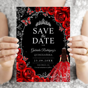 Quinceanera Rot Silber Schwarz Save The Date