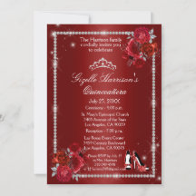 Quinceanera Rot und Silver Floral Elegant