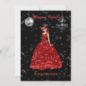 Quinceanera Rot und Silver Masquerade Einladung (Vorderseite)
