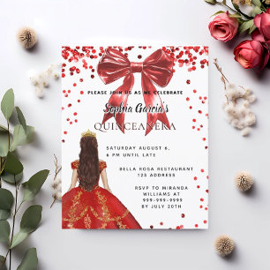 Quinceanera Rot-Weiß-Kleid Einladung