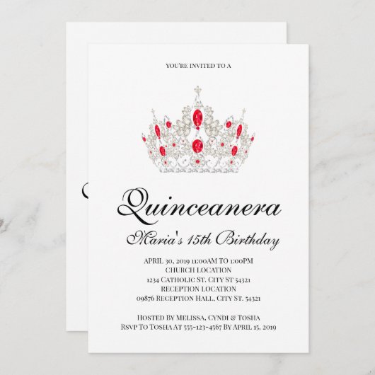 Quinceanera, Rote Einladungen (Vorne/Hinten)