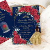Quinceañera Rote Flora Verzauberte Rose Navy Blue Save The Date