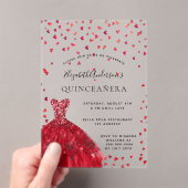 Quinceanera rote Kleiderherzen klar Acryleinladungen (Insitu (Handheld))