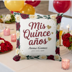 Quinceanera Rote Rose Personalisiert Mis Quince An Kissen