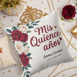 Quinceanera Rote Rose Personalisiert Mis Quince An Kissen