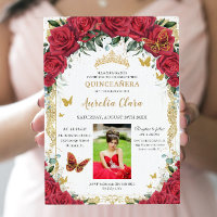 Quinceañera Rote Rosen Blumenbilder Vintag