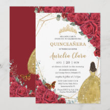 Quinceañera Rote Rosen Blumengelbe Prinzessin