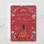 Quinceañera Rote Rosen Blumengoldprinzessin 16. Einladung (Rückseite)