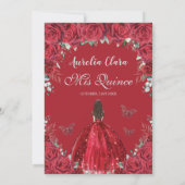 Quinceañera Rote Rosen Blumenprinzessin Gown Silve Einladung (Rückseite)
