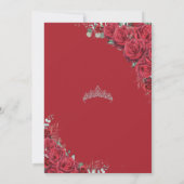 Quinceañera Rote Rosen Blumenprinzessin Silver Cro Einladung (Rückseite)