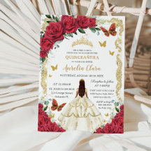 Quinceañera Rote Rosen Blumenrinnen Elfenbeindruck