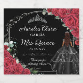 Quinceañera Rote Rosen Blumenschwarzes Kleid Silbe Schaumweinetikett (Einzelnes Label)