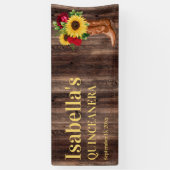 Quinceañera Rote Rosen Sonnenblumen Cowboy Boots Banner (Vertikal)