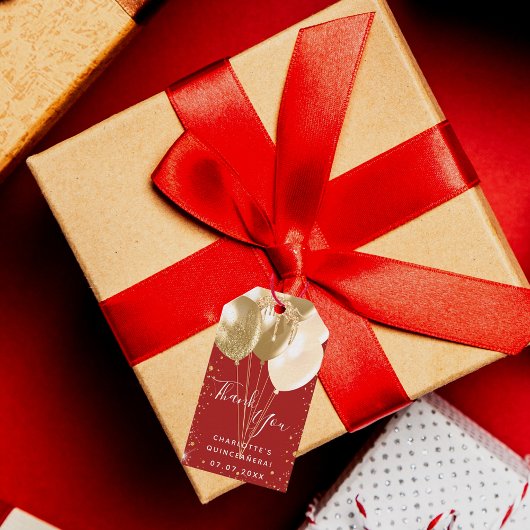 Quinceanera Rotgoldballons vielen Dank Geschenkanhänger