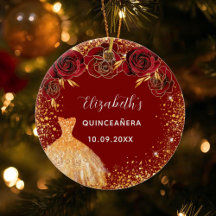 Quinceanera Rotgoldkleid Name glasig