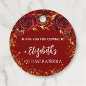 Quinceanera Rotgoldkleid vielen Dank Geschenkanhänger (Rückseite)