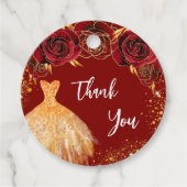 Quinceanera Rotgoldkleid vielen Dank Geschenkanhänger (Vorderseite)