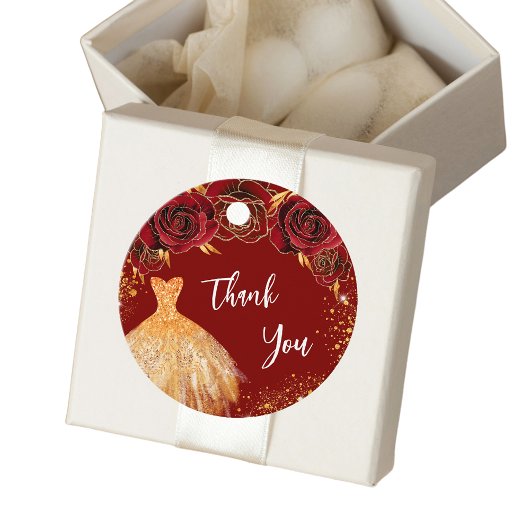 Quinceanera Rotgoldkleid vielen Dank Geschenkanhänger